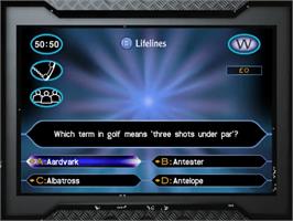 In game image of Who Wants to Be a Millionaire? on the Sega Dreamcast.