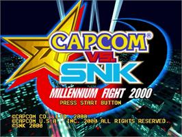 Title screen of Capcom vs. SNK Millennium Fight 2000 on the Sega Dreamcast.