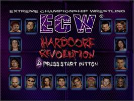 Title screen of ECW Hardcore Revolution on the Sega Dreamcast.