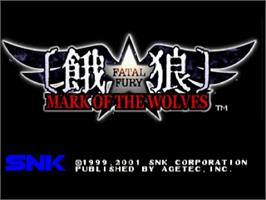 Title screen of Fatal Fury: Mark of the Wolves on the Sega Dreamcast.