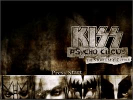 Title screen of Kiss: Psycho Circus - The Nightmare Child on the Sega Dreamcast.