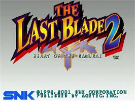 Title screen of Last Blade 2: Heart of the Samurai on the Sega Dreamcast.