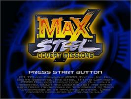 Title screen of Max Steel: Covert Missions on the Sega Dreamcast.