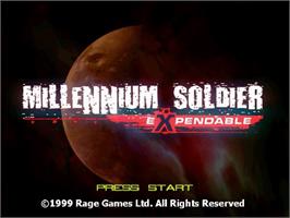 Title screen of Millennium Soldier: Expendable on the Sega Dreamcast.
