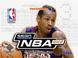 Title screen of NBA 2K2 on the Sega Dreamcast.