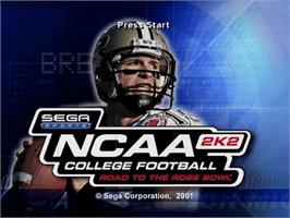 Title screen of NCAA College Football 2K2: Road to the Rose Bowl on the Sega Dreamcast.