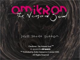 Title screen of Omikron: The Nomad Soul on the Sega Dreamcast.