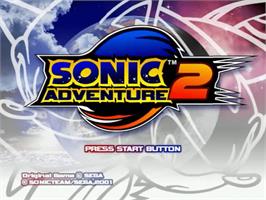 Title screen of Sonic Adventure 2 on the Sega Dreamcast.