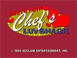 Title screen of South Park: Chef's Luv Shack on the Sega Dreamcast.