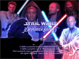 Title screen of Star Wars: Episode I - Jedi Power Battles on the Sega Dreamcast.