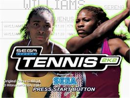 Title screen of Tennis 2K2 on the Sega Dreamcast.