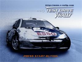 Title screen of Test Drive V-Raly on the Sega Dreamcast.