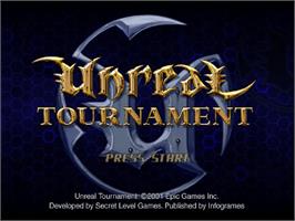 Title screen of Unreal Tournament on the Sega Dreamcast.