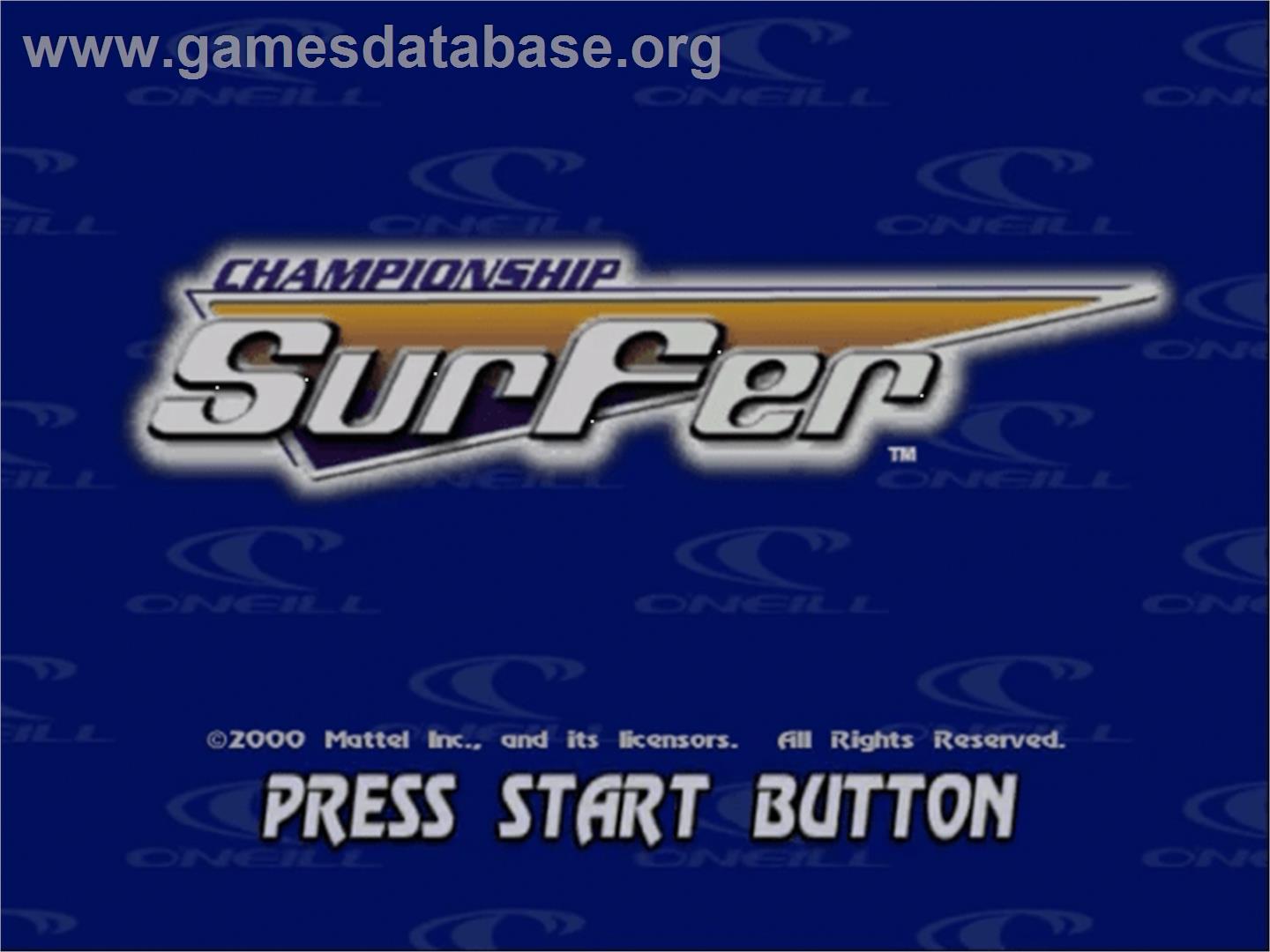 Championship Surfer - Sega Dreamcast - Artwork - Title Screen