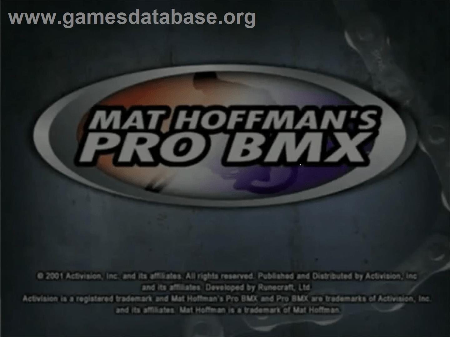 Mat Hoffman's Pro BMX - Sega Dreamcast - Artwork - Title Screen