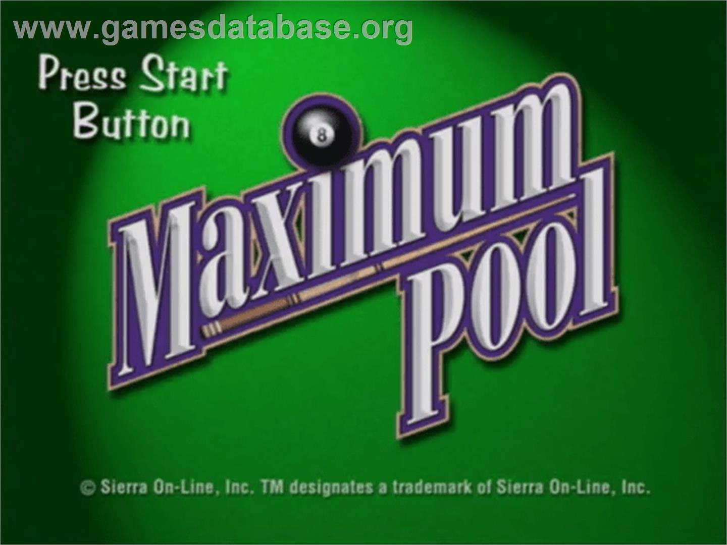 Maximum Pool - Sega Dreamcast - Artwork - Title Screen