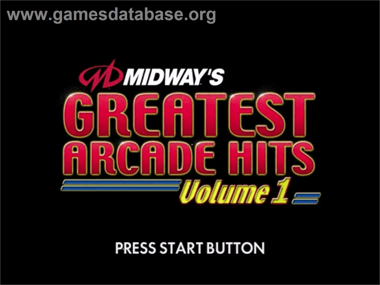 Midway's Greatest Arcade Hits 1 - Sega Dreamcast - Artwork - Title Screen