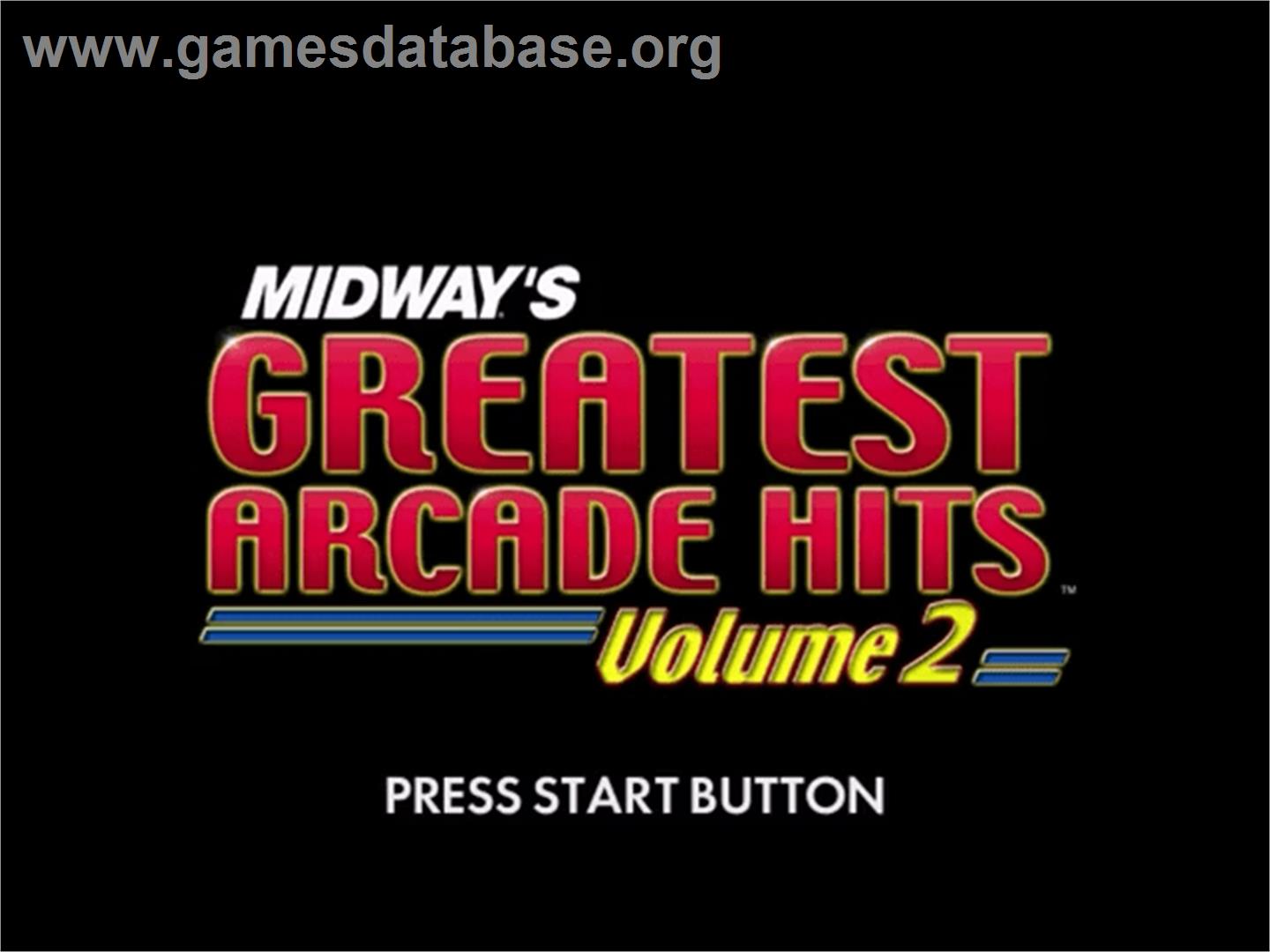 Midway's Greatest Arcade Hits 2 - Sega Dreamcast - Artwork - Title Screen