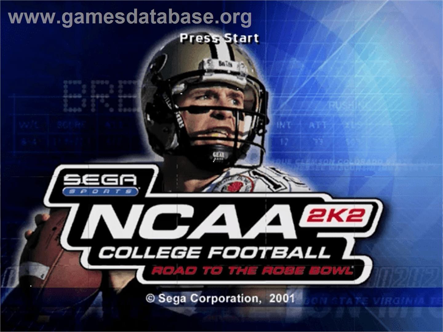 NCAA College Football 2K2: Road to the Rose Bowl - Sega Dreamcast - Artwork - Title Screen