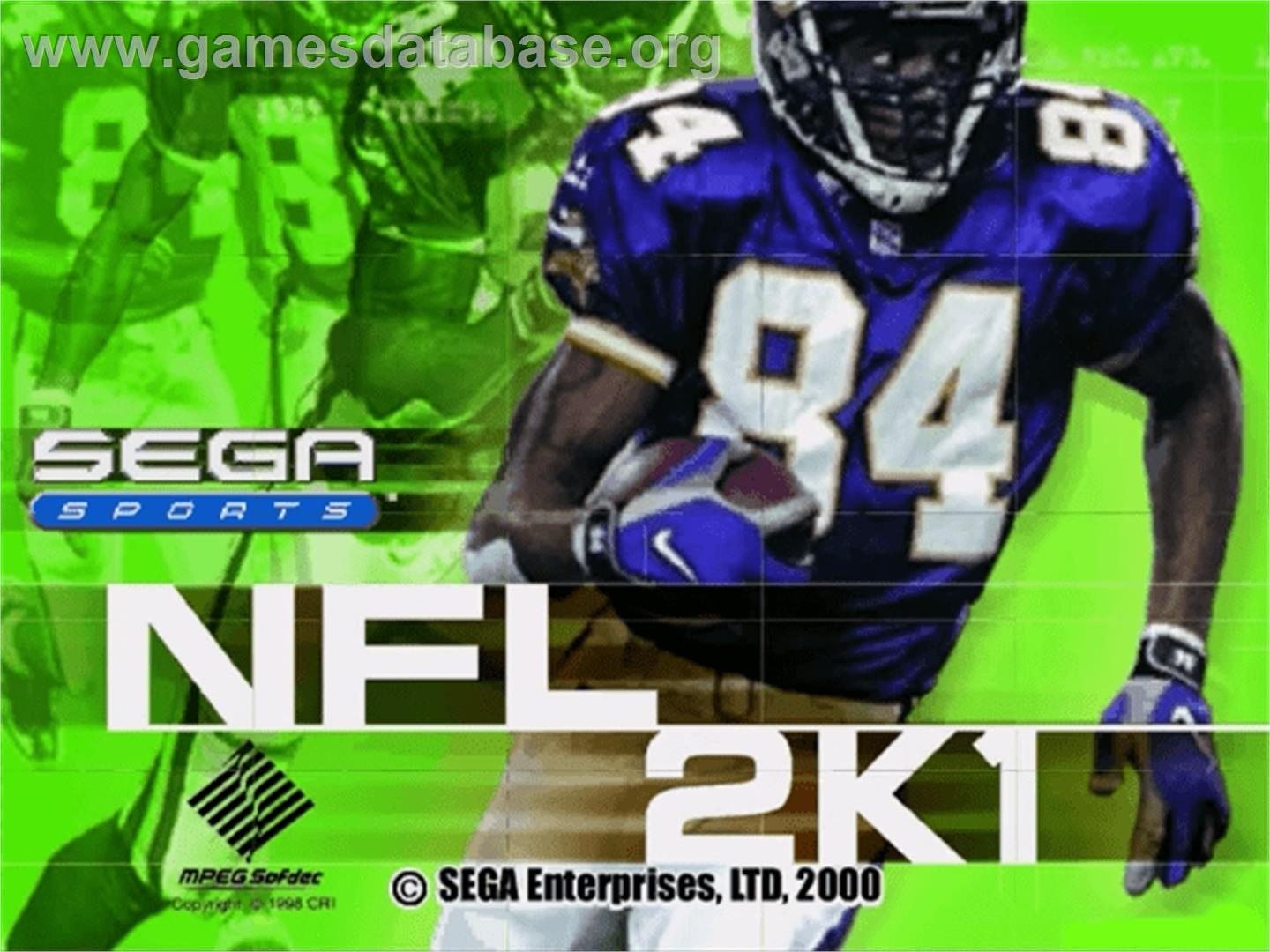 NFL 2K1 - Sega Dreamcast - Artwork - Title Screen