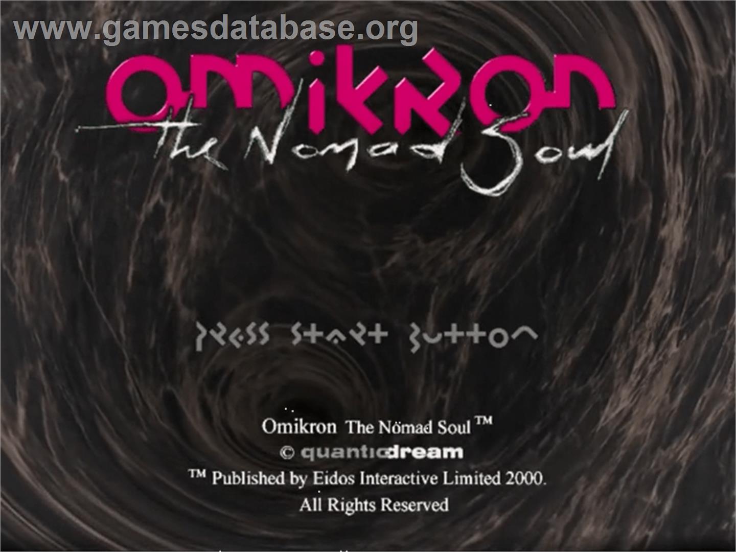 Omikron: The Nomad Soul - Sega Dreamcast - Artwork - Title Screen