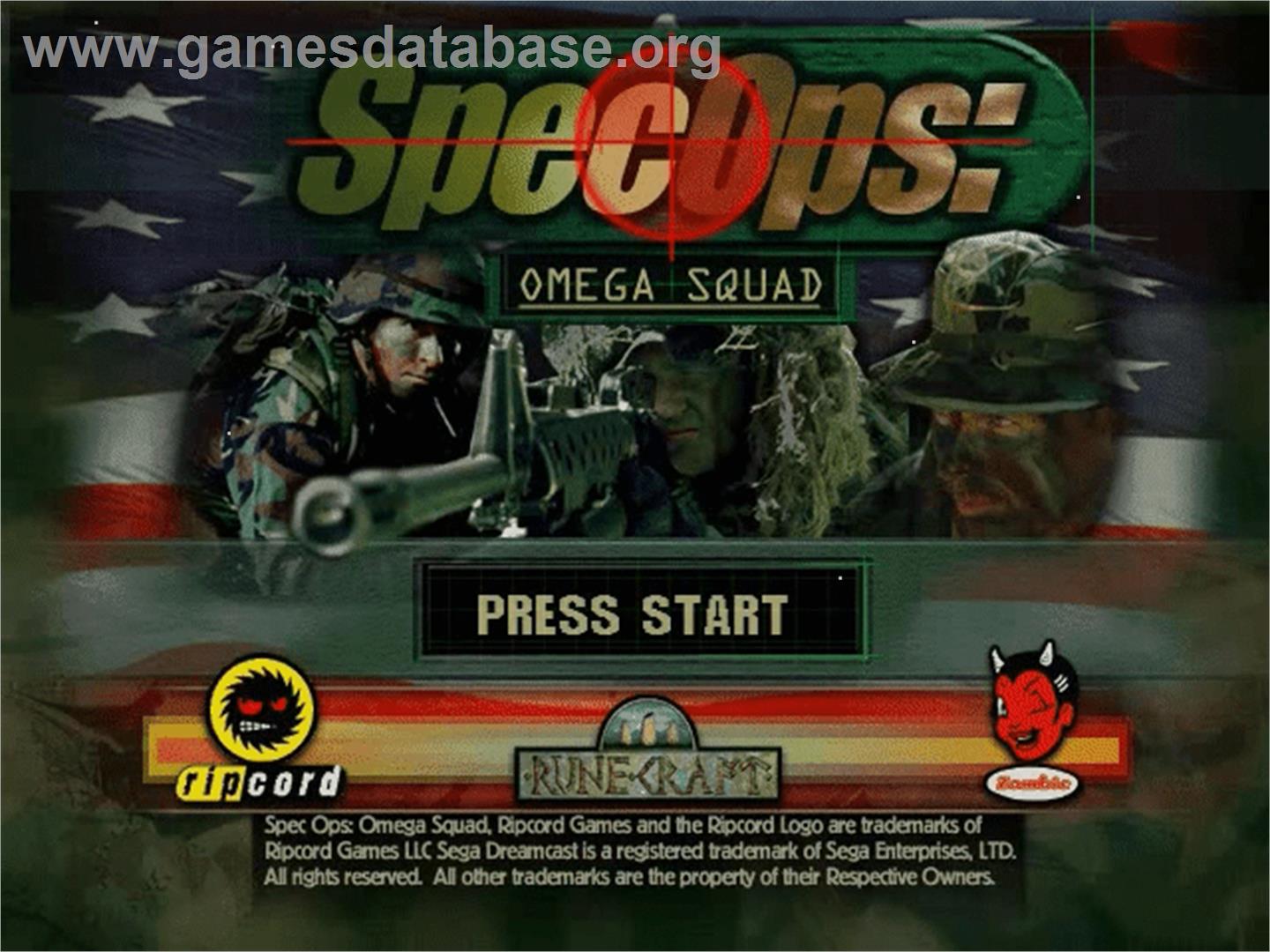 Spec Ops II: Omega Squad - Sega Dreamcast - Artwork - Title Screen