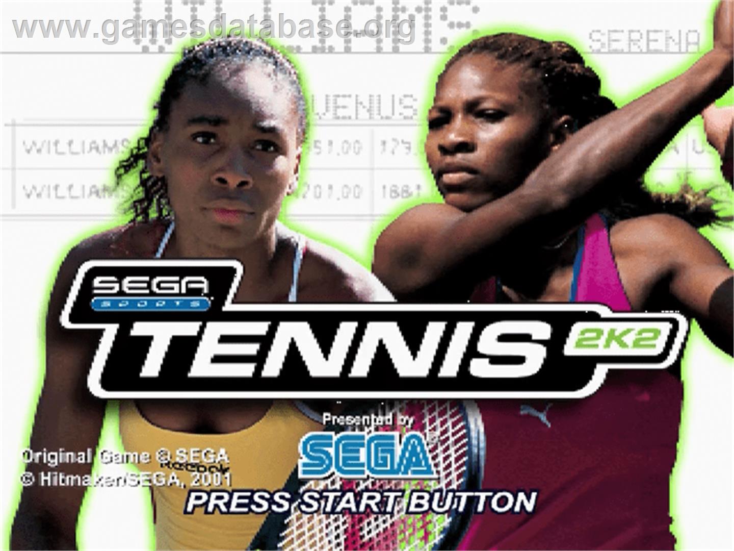 Tennis 2K2 - Sega Dreamcast - Artwork - Title Screen