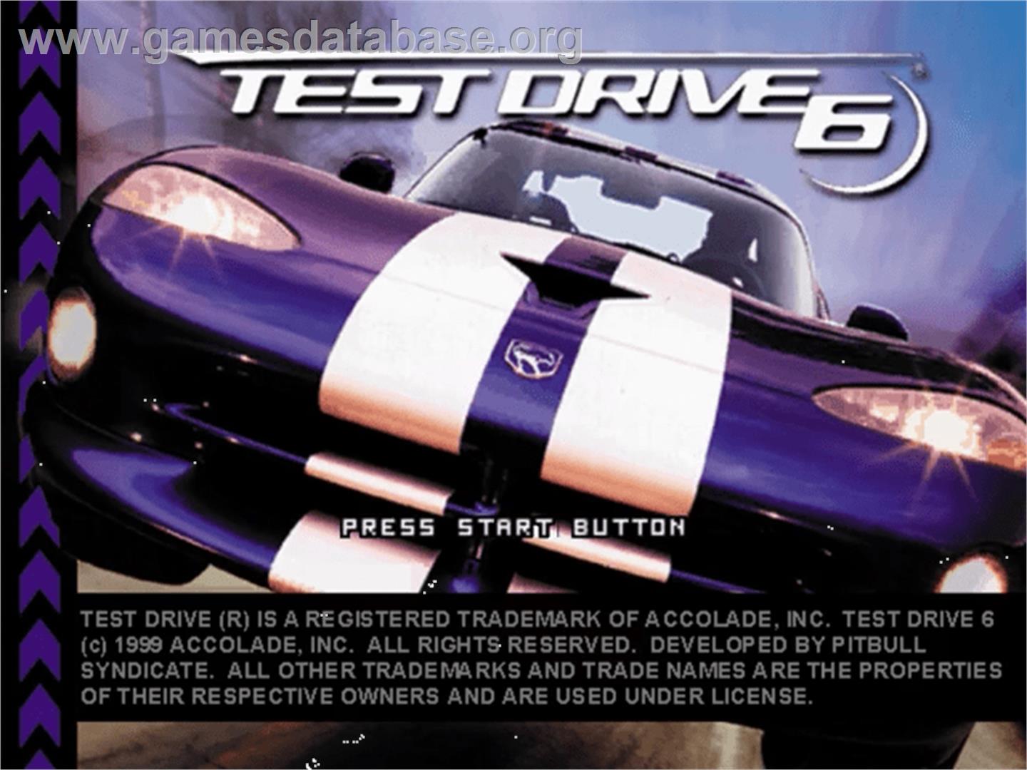 Test Drive 6 - Sega Dreamcast - Artwork - Title Screen