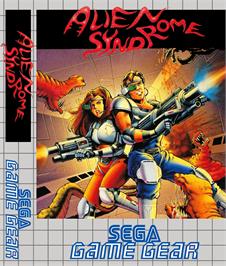 Box cover for Alien Syndrome on the Sega Game Gear.