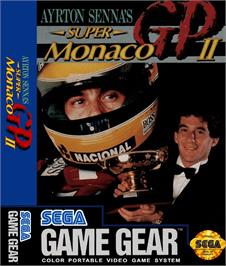 Box cover for Ayrton Senna's Super Monaco GP 2 on the Sega Game Gear.
