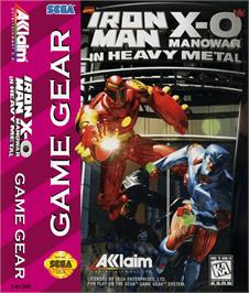 Box cover for Iron Man / X-O Manowar in Heavy Metal on the Sega Game Gear.