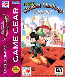 Box cover for Mickey's Ultimate Challenge on the Sega Game Gear.