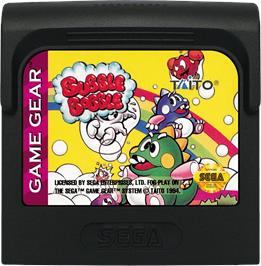 Cartridge artwork for Bubble Bobble on the Sega Game Gear.
