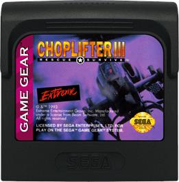 Cartridge artwork for Choplifter 3 on the Sega Game Gear.