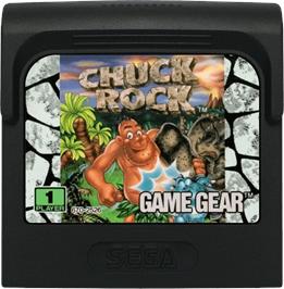 Cartridge artwork for Chuck Rock on the Sega Game Gear.
