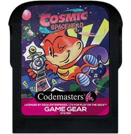 Cartridge artwork for Cosmic Spacehead on the Sega Game Gear.