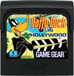 Cartridge artwork for Daffy Duck in Hollywood on the Sega Game Gear.