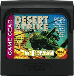 Cartridge artwork for Desert Strike: Return to the Gulf on the Sega Game Gear.