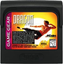Cartridge artwork for Dragon: The Bruce Lee Story on the Sega Game Gear.