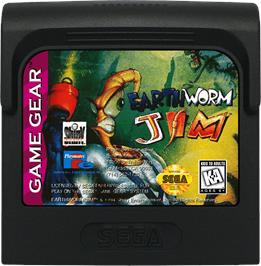 Cartridge artwork for Earthworm Jim on the Sega Game Gear.