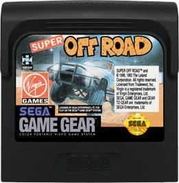 Cartridge artwork for Ironman Ivan Stewart's Super Off-Road on the Sega Game Gear.