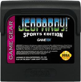 Cartridge artwork for Jeopardy! Sports Edition on the Sega Game Gear.