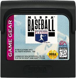 Cartridge artwork for MLBPA Baseball on the Sega Game Gear.