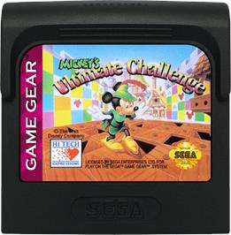 Cartridge artwork for Mickey's Ultimate Challenge on the Sega Game Gear.
