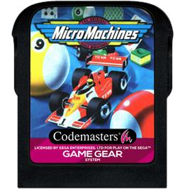 Cartridge artwork for Micro Machines on the Sega Game Gear.