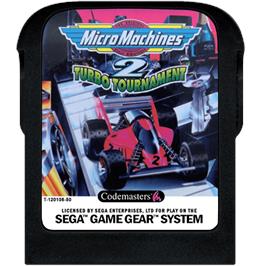 Cartridge artwork for Micro Machines 2: Turbo Tournament on the Sega Game Gear.
