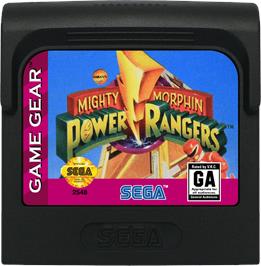 Cartridge artwork for Mighty Morphin Power Rangers on the Sega Game Gear.