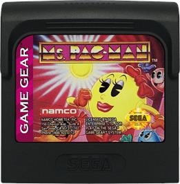 Cartridge artwork for Ms. Pac-Man on the Sega Game Gear.