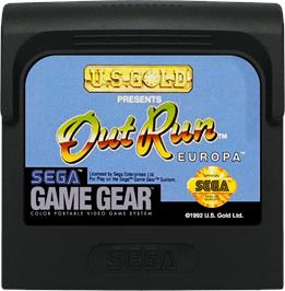 Cartridge artwork for Out Run Europa on the Sega Game Gear.