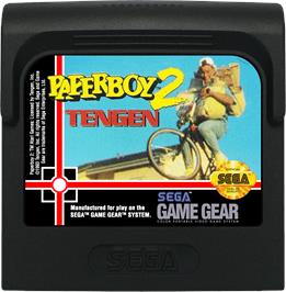 Cartridge artwork for Paperboy 2 on the Sega Game Gear.